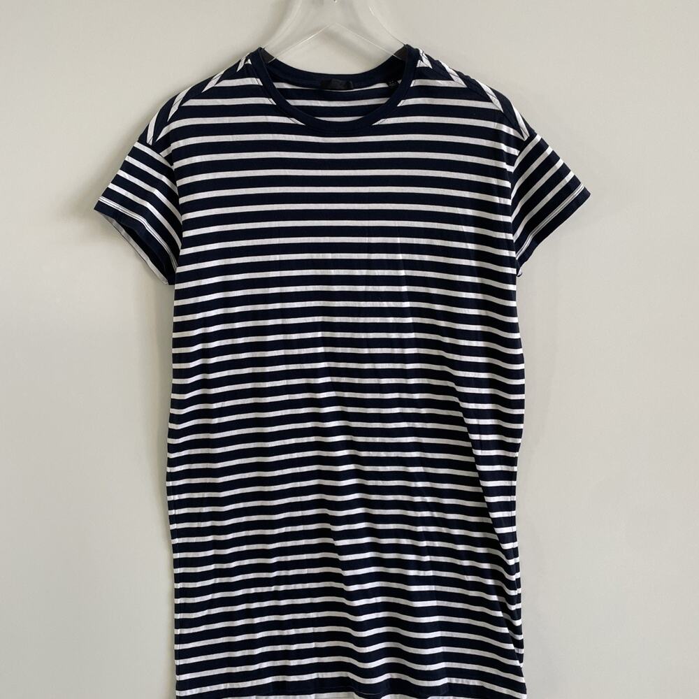 ATM Anthony Thomas Melillo Cotton Navy White Striped T-Shirt Dress Size Small